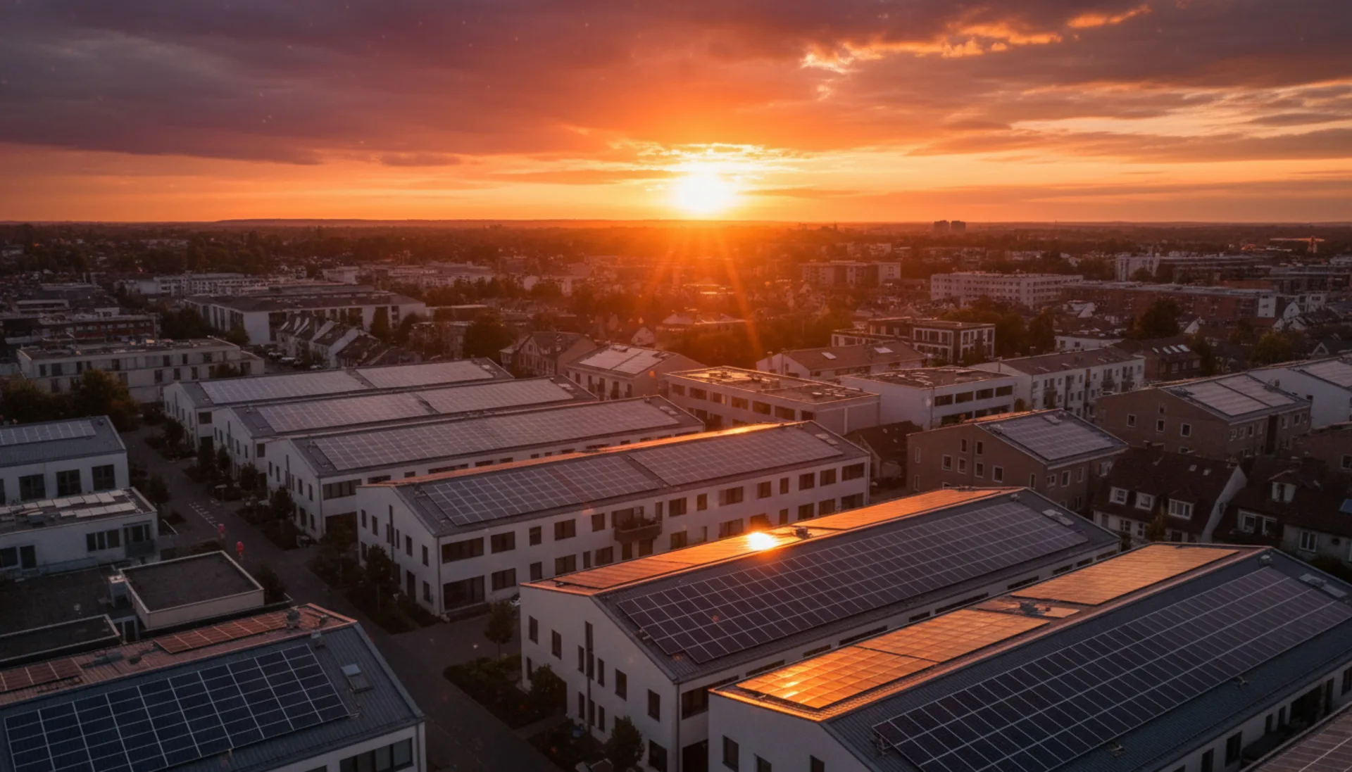 Hệ thống điện mặt trời lúc hoàng hôn